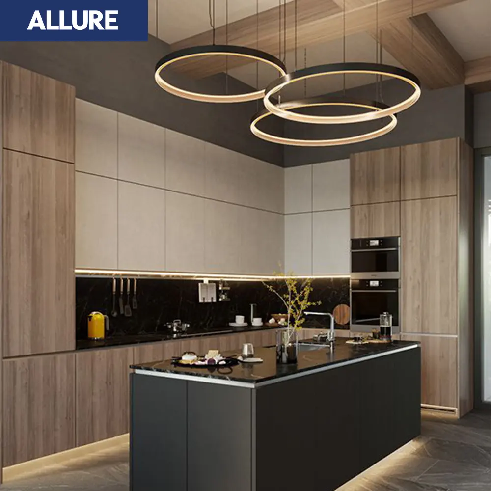 Allure Project High Quality Large Standard Full Engineering Cocina Model Luxury Furniture Smart Kitchen Cabinet Designs