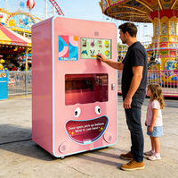 Distributeur automatique de ballons en acier Nuaghty Dog, entièrement automatique, avec motifs de dessins animés mignons, gonfleur, code QR, pour centres commerciaux et aires de jeux, version anglaise