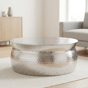 AK Brass High Quality Metal Round Hammered <b>Coffee</b> <b>Table</b> <b>Silver</b> Finished At Low Price For Balcony Furniture / Room Furniture - Product Image 3