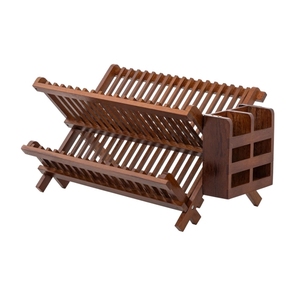 Modern Bambu Çift Katmanlı Kancalı Çok Amaçlı Katlanabilir Bulaşık Düzenleyici 43x34cm Türkiye'den - Product Image 2