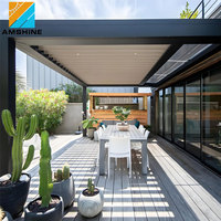 Güneşlikli Pergola Bahçe Kemerleri Çardaklar Açık Hava Mutfağı Alüminyum Metal Pergolalar Cam Kapılı ve Açılır Panjurlu