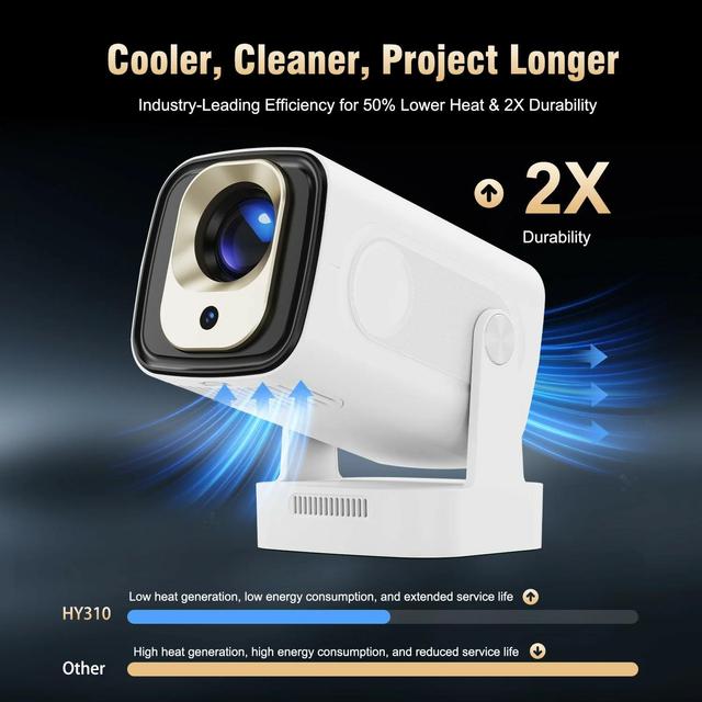 HY260 Pro Pocket LCD Portable Projector 350 ANSI Lumens Native 1080P Max 4K Android11 Auto Keystone 40-200 Inch Home Projector