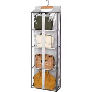 Four-Tier Non-Woven Hanging <b>Storage</b> Pouch Transparent Hanging <b>Storage</b> for Dust Prevention Door-Mounted Hanging Bag - Product Image 2