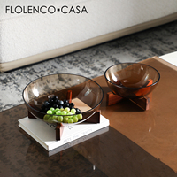 Bol à fruits en verre et bois, élégant, de style nordique, fait à la main, assiette décorative pour la cuisine, pliable, écologique, pour servir des en-cas, mariage