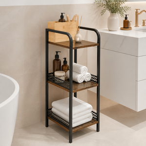Scaffale Organizzatore a 3 Ripiani <span class=keywords><strong>in</strong></span> Metallo <span class=keywords><strong>da</strong></span> <span class=keywords><strong>Terra</strong></span> per Bagno con <span class=keywords><strong>Portarotolo</strong></span>, per Cosmetici, Cucina, Lavanderia - Product Image 1