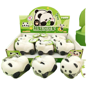 Cute Cartoon Panda Head Pull Car TPR Flour Filled Squishy Toy Stress Relief Ball Slow <b>Rebound</b> Simulated Animal Fidget Toy Girls - Product Image 1