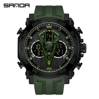 Jam Tangan Olahraga Dual Display Sanda 6105 Merek Jam Tangan Baru Pria Jam Tangan Tahan Air Jam Tangan Pria Relogio Masculino