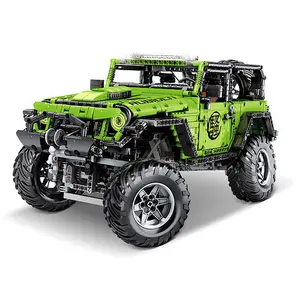 LE-J902 New 1: 8 MOC 5140 Wranglers Rubicon Off Road Green SUV Car Model DIY Sets RC Car Brick Building Blocks Toys