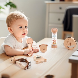 Juego de Instrumentos Musicales de Madera con Forma de Oso, Xilófono, Sonajero, Campana, Tambor, Juguete de Percusión para la Educación Temprana de Niños - Product Image 6
