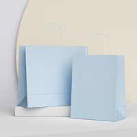 Individuell Bedruckte UV-Beschichtete Lebensmittel-Mitnahme- und Einkaufstasche Hellblaue Beschichtete Papiertüte mit Baumwollseilgriff