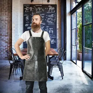 Super Fiber Waterproof Pinafore with Customized Logo for Men&#39;s Work Clothes Hairdresser Simple Apron Leather Cleaning