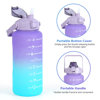 B14-1123 Amz Top Seller Bouteille d'eau en plastique de 64 oz avec paille et poignée pour le sport, la salle de sport, le fitness, l'extérieur, anti-fuite