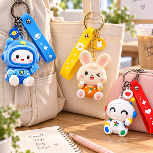 Porte-clés personnalisé en silicone 3D, porte-clés mignon en PVC souple, breloque de sac de dessin animé, cadeau promotionnel OEM ODM - Product Image 2