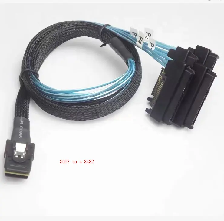 Mini conectores sas 36 SFF-8087 para (4) SFF-8482, conectores com sata power 1m