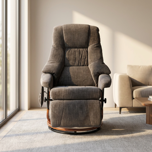 <span class=keywords><strong>Poltrona</strong></span> Reclinabile in Pelle PU con Telaio in Legno, Sedia Girevole con Massaggio per Esterni, Villa, Sala <span class=keywords><strong>da</strong></span> Pranzo e Palestra - Product Image 2