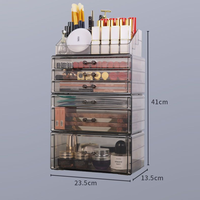 Organisateur de maquillage créatif en acrylique empilable, grand, transparent, en plastique, à 2 niveaux, pour le rangement des cosmétiques