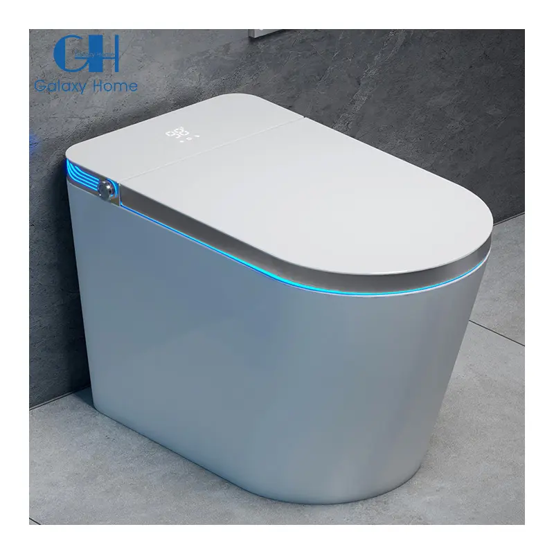 आधुनिक स्मार्ट शौचालय के साथ स्वचालित खुले/बंद ढक्कन के साथ एक टुकड़ा इलेक्ट्रिक शौचालय गर्म सीट ऑटो फ्लश में बनाया गया