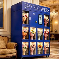Distributeur automatique de fleurs AIT OEM/ODM avec écran tactile SDK, options de paiement multiples et système de refroidissement par compresseur à motif quadrillé