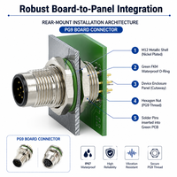 Connecteur circulaire M12 à 8 broches, code A, à visser sur panneau, prise femelle et mâle, fixation arrière, fiche aviation pour PCB