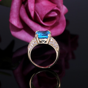 Anello con Gemma Blu Acqua per Donne, Elegante Gioiello da Dito alla Moda - Product Image 4
