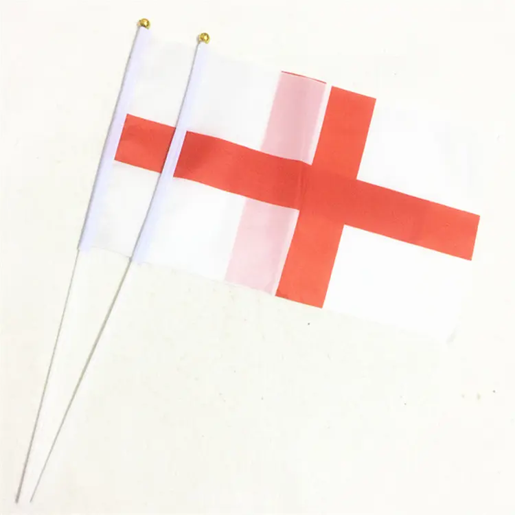 Sunshine Custom England Small Mini white red cross Hand Hold Flags England Hand Flags Team Sport Banner Football Stick Flag