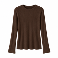 Pull en laine mélangée anti-rides pour femme, style coréen, col rond, manches longues, couleur unie, automne