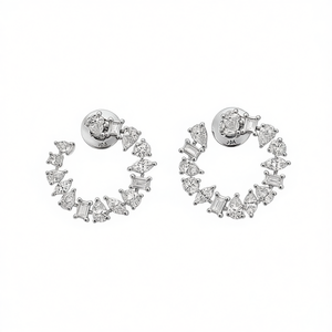 Orecchini E2466 in Oro Bianco con Diamanti Taglio a Pera Colore D Naturale Classici da Donna per Uso Quotidiano - Product Image 1