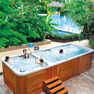 Piscina Deportiva de 5.85m con Jacuzzi, Bañera de Hidromasaje para Jardín Exterior, Bañera de Hidromasaje con Tapa Inteligente Elevable - Product Image 4