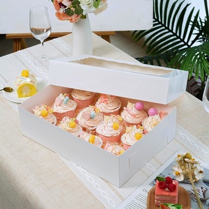 Cuisson personnalisée Donut Pain Tarte Pâtisserie <span class=keywords><strong>Carton</strong></span> Rectangle Blanc Impression Cupcake Boîte et <span class=keywords><strong>Emballage</strong></span> Blanc - Product Image 4