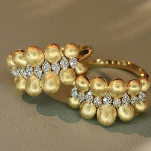 อาซูโอ 18K แหวนทองคำแท้สีเหลืองเพชรธรรมชาติ 0.18 กะรัตหรูหราสำหรับทุกเพศสวมใส่ทุกวันเครื่องประดับของขวัญสำหรับผู้หญิงวันเกิดปาร์ตี้ - Product Image 4