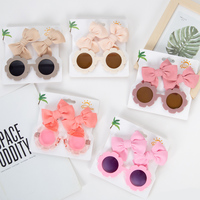 Lunettes de soleil pour bébé en forme de fleur avec un ensemble de pinces à cheveux, couleur bonbon, lunettes douces pour filles, lunettes de soleil pour enfants de plage