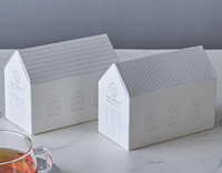 Boîte en carton personnalisée en forme de maison 350g pour l'emballage des sachets de thé et la présentation de cadeaux