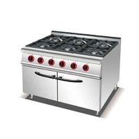 Cuisinière à gaz professionnelle de grande taille pour cuisine commerciale, 6 brûleurs avec four intégré, équipement de cuisson commercial en acier inoxydable