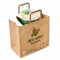 Sac à emporter en papier kraft personnalisé, emballage pour la livraison de nourriture pour restaurant, saladier, restauration