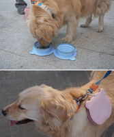 Gamelle pliable en silicone 2-en-1 pour chiens et chats, anti-étouffement, écologique, étanche, portable pour les voyages en extérieur