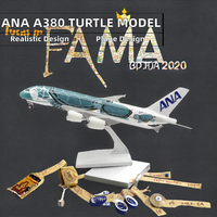 Modèle d'avion en résine moulée sous pression Airbus A380 à l'échelle 1/200, 30 cm, avec finition Tortue Verte réaliste et trains d'atterrissage, Art