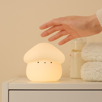 Veilleuse LED en ABS Rechargeable, Lampe Champignon Mignonne à Intensité Variable avec Commande Tactile, Abat-Jour Jaune et Blanc, Chargement USB-C, Idée Cadeau pour