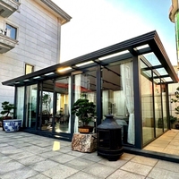 Serre de jardin extérieure en verre écologique, moderne et personnalisée, en alliage d'aluminium 6063-T6, alimentée à l'énergie solaire