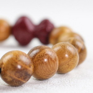 Snake Year Wood <b>Bracelet</b> 10mm 17 Beads <b>Red</b> Cinnabar Unisex Everyday Wear Cultural Collectible Jewelry - Product Image 2