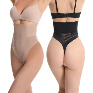 Tummy Control Hi-waisted Seamless Body Shaper Shaping Thong Panties Underwear Thin Thong Shapewear For Women