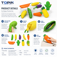 Trousse à crayons en silicone en forme de fruits et légumes, avec fermeture éclair, pour enfants, vente en gros