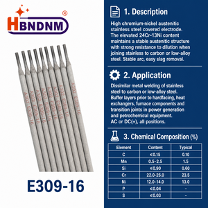 Naidi E309-16 Edelstahl-Schweißelektrode AWS A5.4 2,5mm 3,2mm 4,0mm X 350mm für Ungleichmetallschweißen 2 Jahre Garantie - Product Image 2