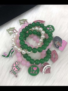 Conjunto de Joyería con Dijes de Corazón, Amor, Labios y Chica Bonita, con Cuentas Elásticas Rosas y Verdes, Estilo Griego, para Zapatos de Tacón Alto - Product Image 2