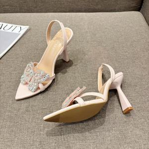 Sandali <span class=keywords><strong>con</strong></span> Tacco Alto a Punta per Donna <span class=keywords><strong>con</strong></span> Decorazione a Farfalla in Strass, Nuove <span class=keywords><strong>Scarpe</strong></span> Primavera-Estate - Product Image 4
