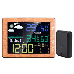 Fabriek Prijs Digitale Wandklok Draadloze Kleur Barometer Thermometer Hygrometer Weerstation Klok