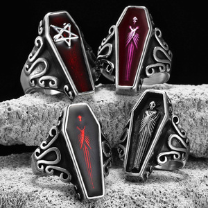 Cincin Pria Peti Mati Vampir Mumi Gotik Perhiasan Baja Tahan Karat Aksesori Fashion Keren Punk Rock Hadiah Grosir - Product Image 1