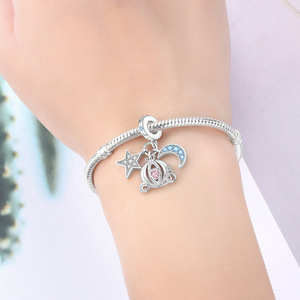 จี้รูปดาวและพระจันทร์สีขาวทองแดงรูปหัวใจพร้อมรถม้าฟักทอง ของตกแต่งเครื่องประดับสร้อยข้อมือ DIY ระดับไฮเอนด์สำหรับผู้หญิง - Product Image 6