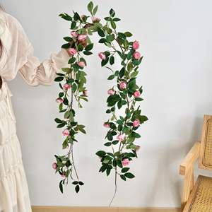 Artificielle Rose Vigne Décor Faux Fleur Vignes pour Chaise Emballage Climatiseur Chauffage Tuyau Couverture En Plastique Fleurs Guirlandes - Product Image 6