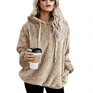 Women's Sherpa Fleece <b>Hoodie</b> Warm <b>Teddy</b> Pullover Winter Sweatshirt Ladies Plush Sherpa <b>Hoodie</b> Soft Fuzzy Fleece Winter Pullover - Product Image 1