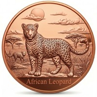 Pièce de monnaie en cuivre pur 999 de 1 oz, 1,5 mm, ultra-haut relief, motif léopard en 3D, pièce de monnaie de collection en cuivre pour animaliers